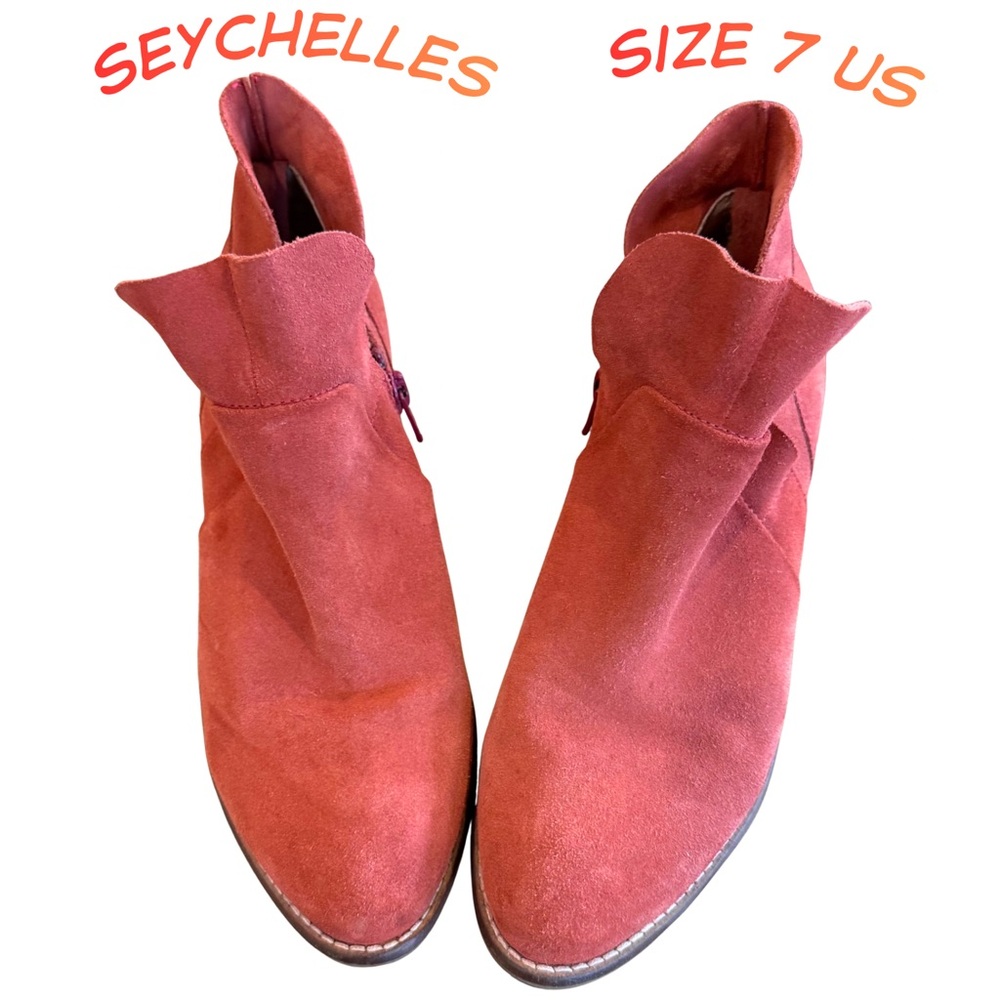 Seychelles Coral Suede Ankle Booties Size 7 Like‎ New Women’s Zip Closure Boots